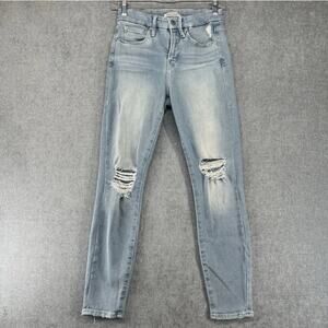 Good American 2/26 Good Legs Crop Distressed High Rise Skinny Jeans Light Wash